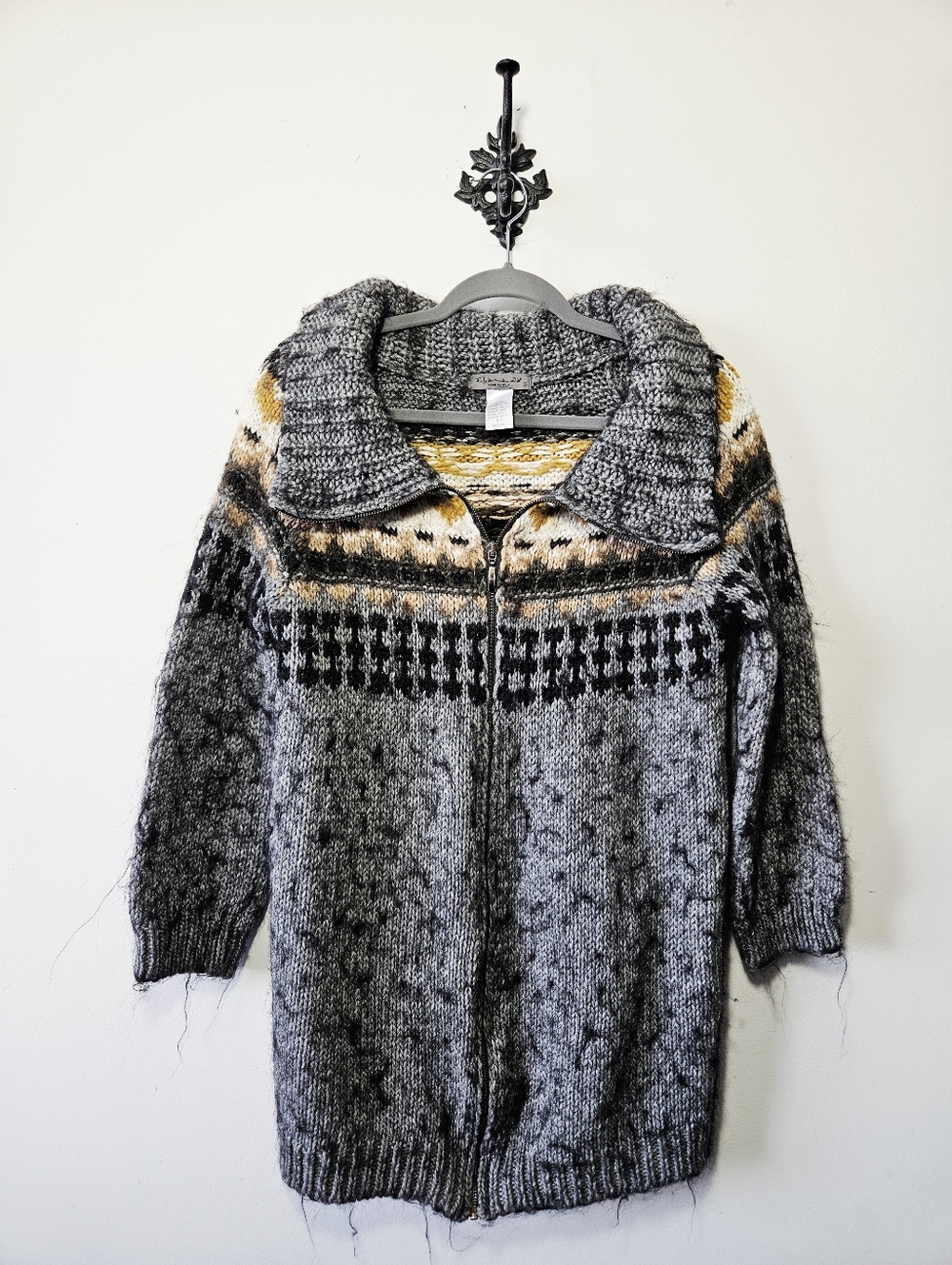 Elsamanda Full Zip Alpaca Wool Cardigan Size S Sweater Made In Italy